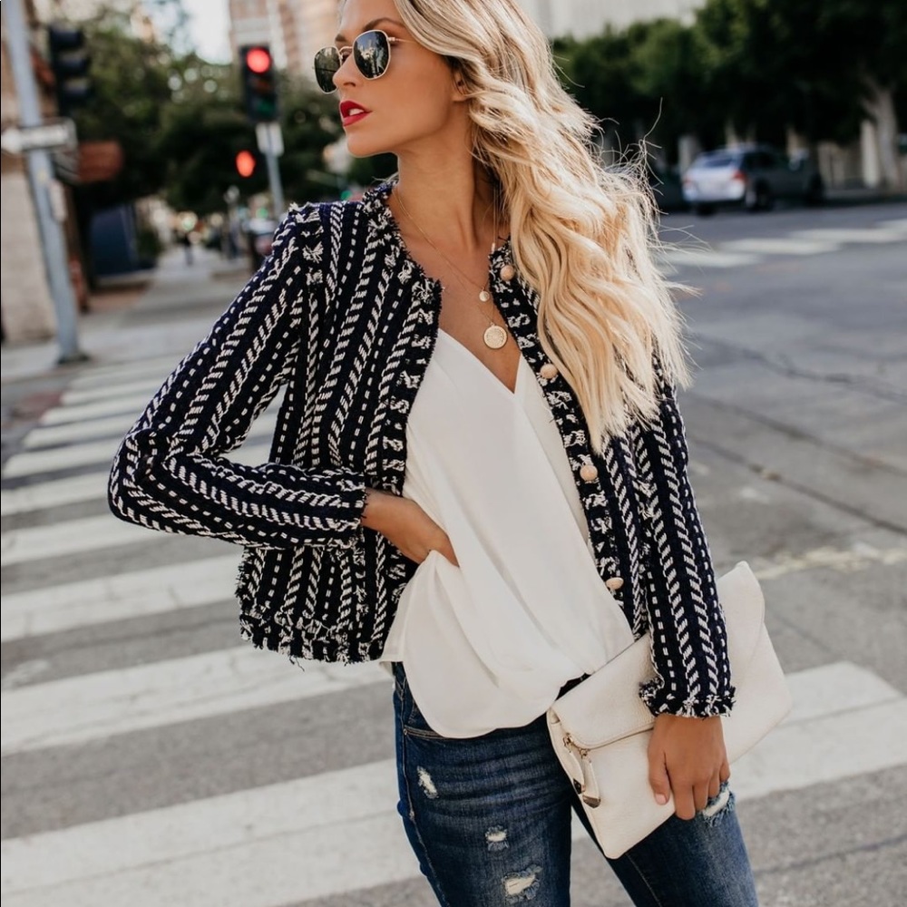 Woven pocketed jacket-Navy